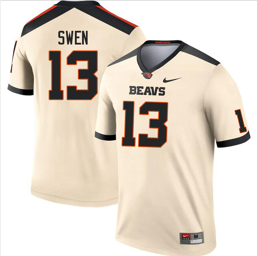 Men #13 Joe Swen Oregon State Beavers College Football Jerseys Stitched Sale-Cream